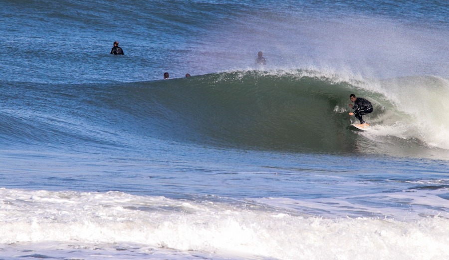 Yes, there is surf in Israel. And yes, there are barrels to be had. Unknown surfer enjoys the cylindrical fruits of the Mediterranean Sea. Ashdod-Hshover, Israel. 1/29/17. Photographer: Maor Ban Namo.