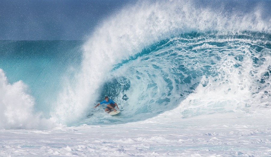 Lucas Godfrey is a young underground North Shore charger who had a breakthrough winter. Remember the name. This mutant was captured by none other than the photog legend himself, Brian Bielmann. Pipeline. 12/26/16.