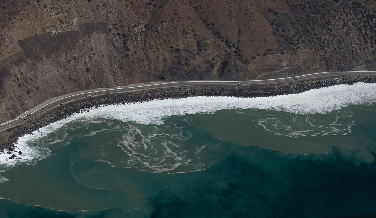 Rip currents near Malibu. Photo: <a href=\"http://www.davidpowdrell.com/\">David Powdrell</a>