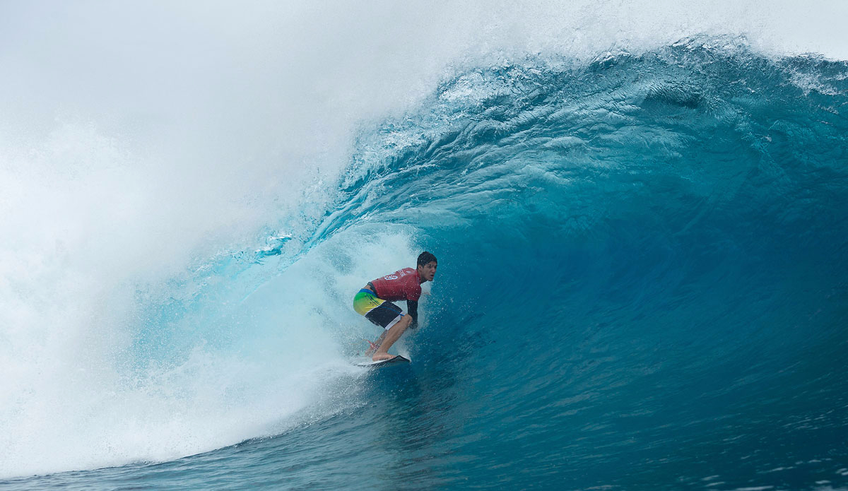 Gabriel Medina of Brasil (pictured) winning his Round 2 heat scoring two excellent rides including a near perfect 9.17 (out of a possible ten points) to advance into Round 3 at Teahupoo. Photo: <a href=\"http://www.worldsurfleague.com/\">WSL</a>/<a href=\"https://instagram.com/kc80/\">Cestari</a>