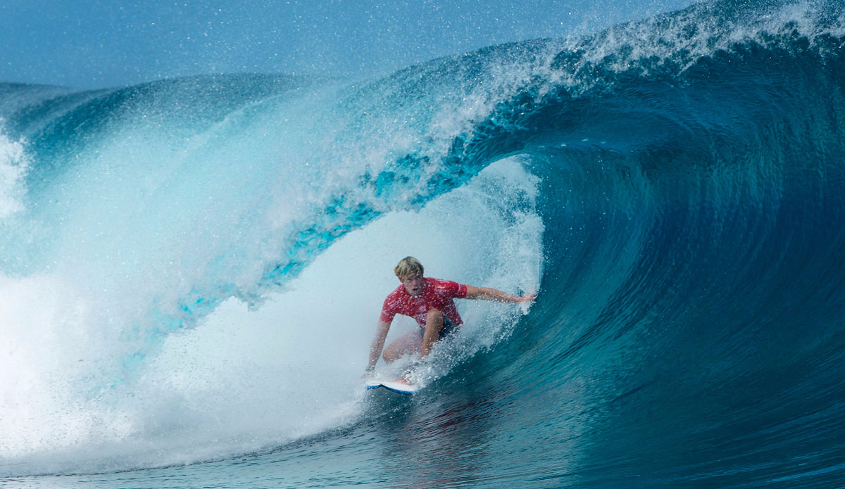 John John Florence of Oahu, Hawaii (pictured) finished equal 13th in the Billabong Pro Tahiti after being defeated in Round 3. Photo: <a href=\"http://www.worldsurfleague.com/\">WSL</a>/Robertson