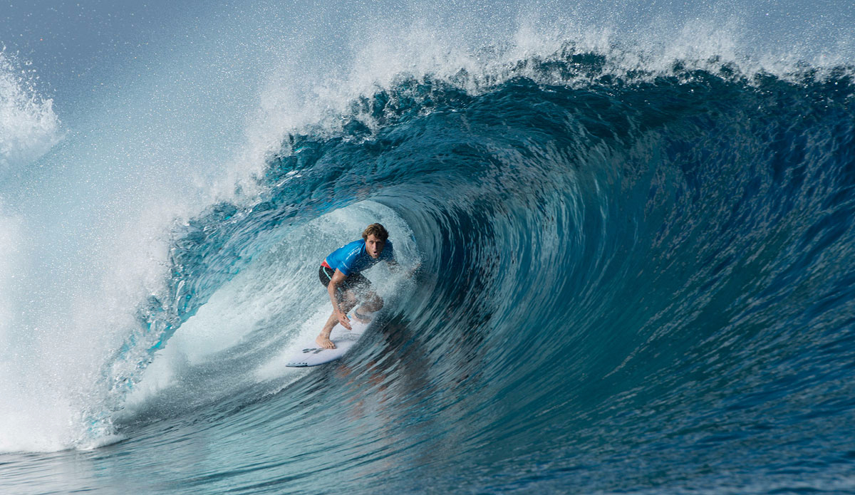 Kai Otton of Sydney, Australia  (pictured) winning his Round 3 heat at the Billabong Pro Tahiti in Teahupoo. Photo: <a href=\"http://www.worldsurfleague.com/\">WSL</a>/Robertson