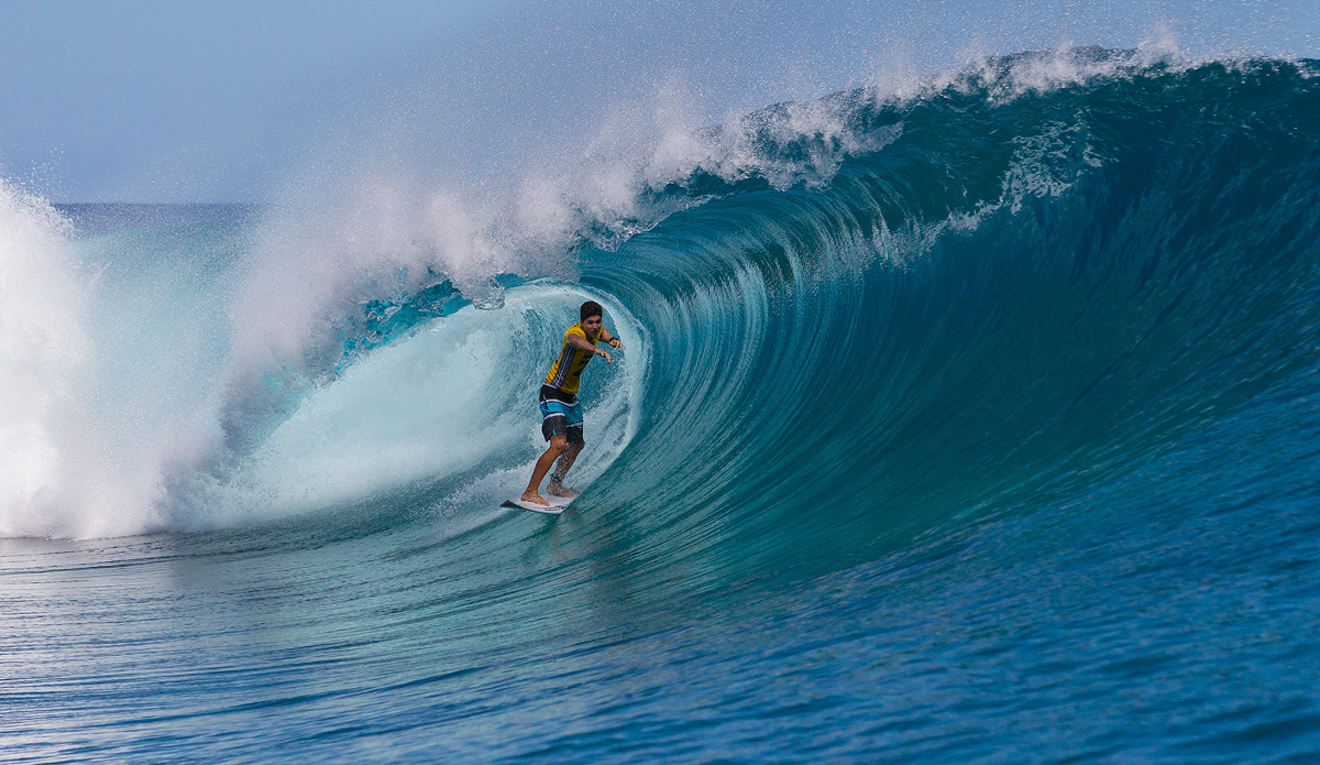 Gabriel Medina eliminated wildcard Nathan Hedge, the only 10-point scorer of the event thus far. Photo: ASP