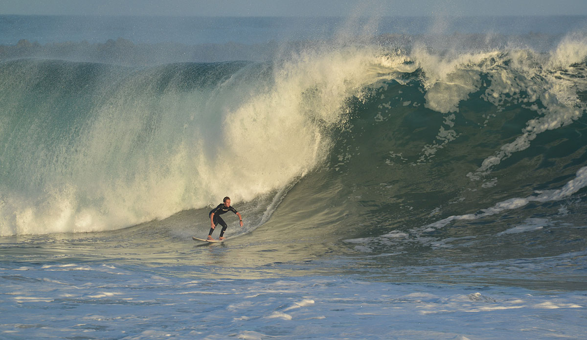 Tyler Gunter. Little ripper, big wave. Photo: <a href=\"http://www.tylerbrundage.com/\">Tyler Brundage</a>