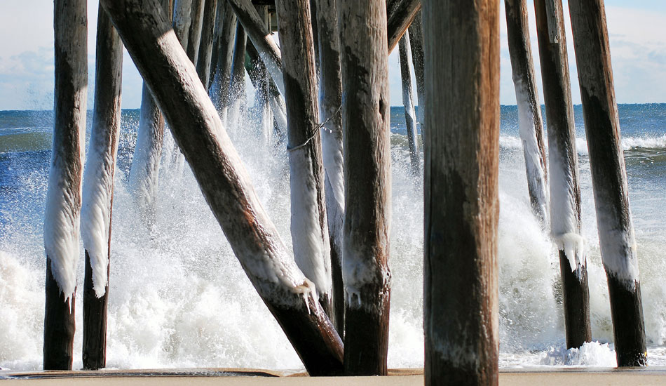 I thought if I shot from under the pier, I’d get some protection from the wind. I didn’t. Photo: Tim Leopold