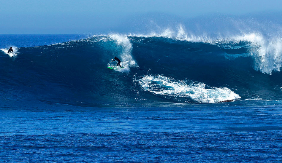 Sometimes the line between too deep and taking off is pretty pretty. Roger Eales, testing that line. Photo: Claudia Boily