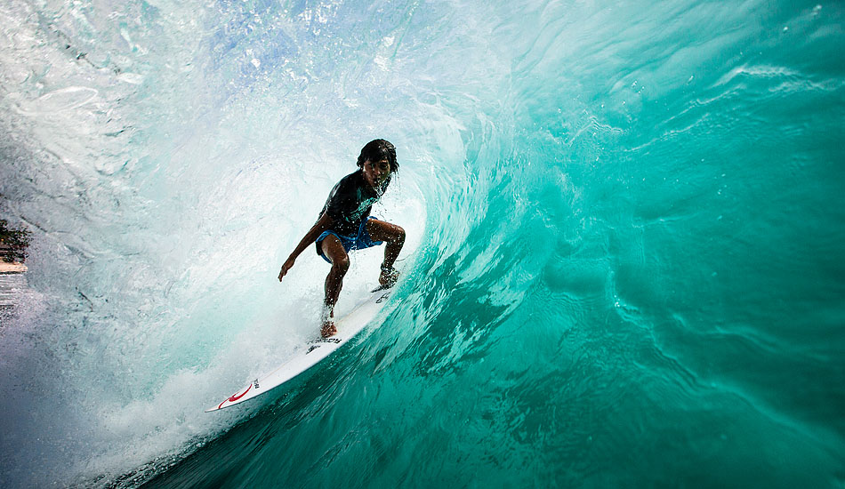 Agus \'Dag\' shows why growing up surfing a wave like Bingin in Bali has its advantages. Photo: <a href= \"http://tommyschultz.com/blog/category/photo-galleries/surf-photography-2/\">Tommy Schultz</a>