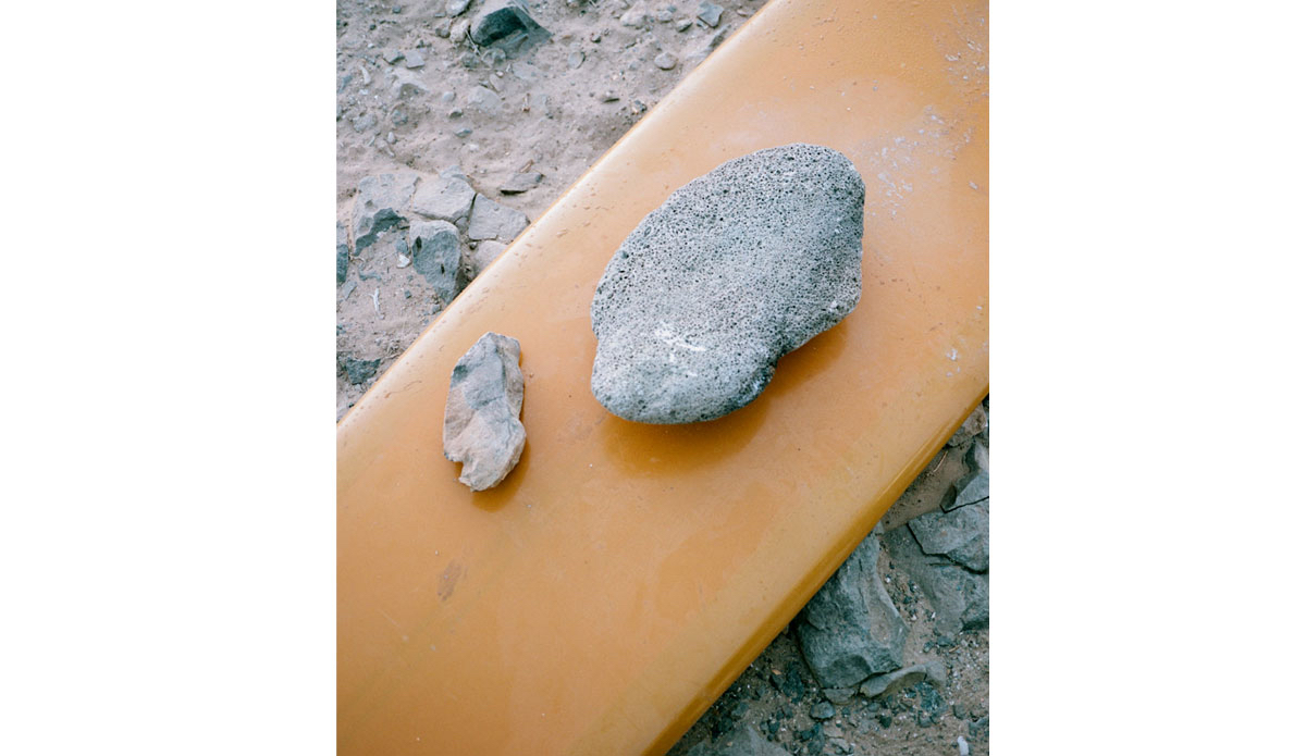 In Baja it can get very windy without notice so we lay rocks on the boards to keep them down. Southern Baja, 2014. Photo: <a href=\"http://trevorgordonarts.com\">TrevorGordonArts.com</a>