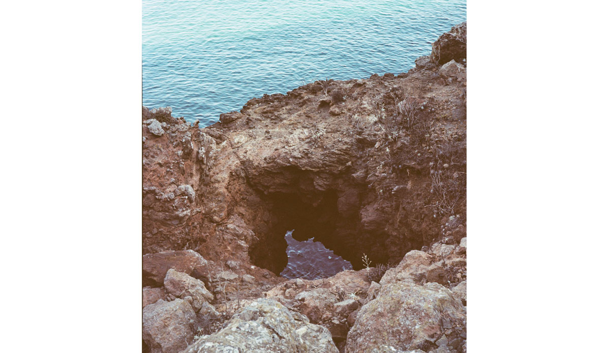 The front side of Santa Cruz Island off of Santa Barbara faces due north and gets hammered by winter swells. The shoreline is littered with caves and blowholes like this. Cueva Valdez, Santa Cruz Island, 2014. Photo: <a href=\"http://trevorgordonarts.com\">TrevorGordonArts.com</a>