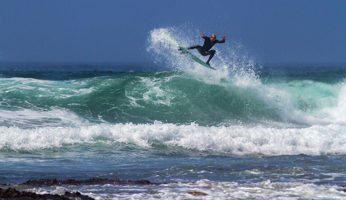 I\'ve seen Michael go through three boards this week throwing these full rotations into the flats, he is sticking a good percentage too. The joys of summer onshores. Photo by: Tyerell Jordaan