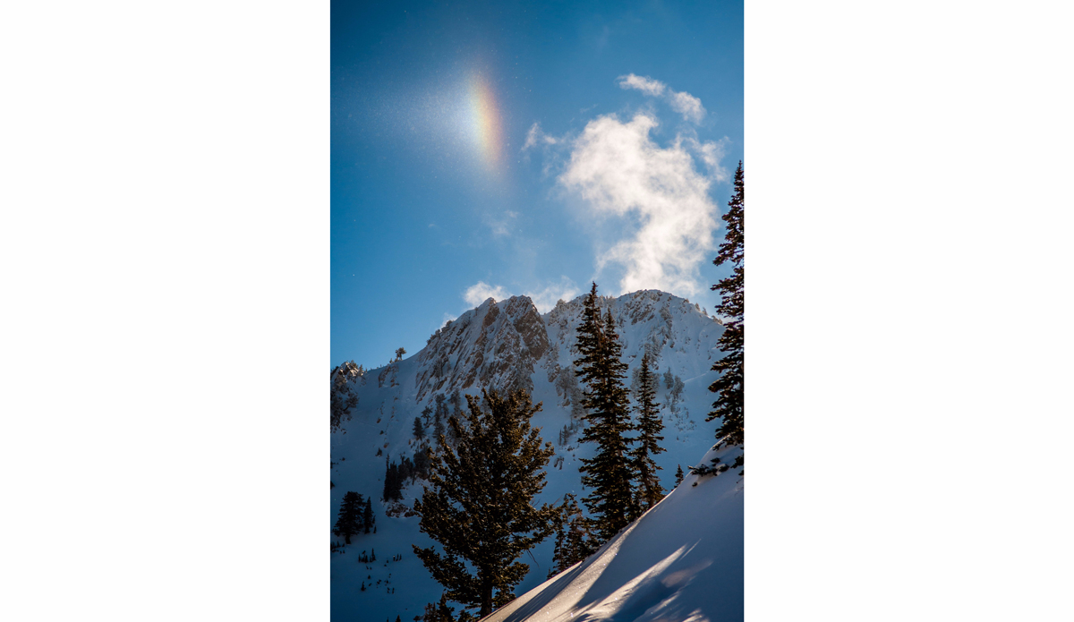 The lone tree at the top of this chute will greet you. It’s your choice, head left or right. Neither way will disappoint down this iconic spring line. Photo: Courtesy of Snowbasin via Ski Utah [See the post on <a href=\"https://instagram.com/p/1J0XX3q9ae/?taken-by=theinertiamtn\">Instagram</a>.]