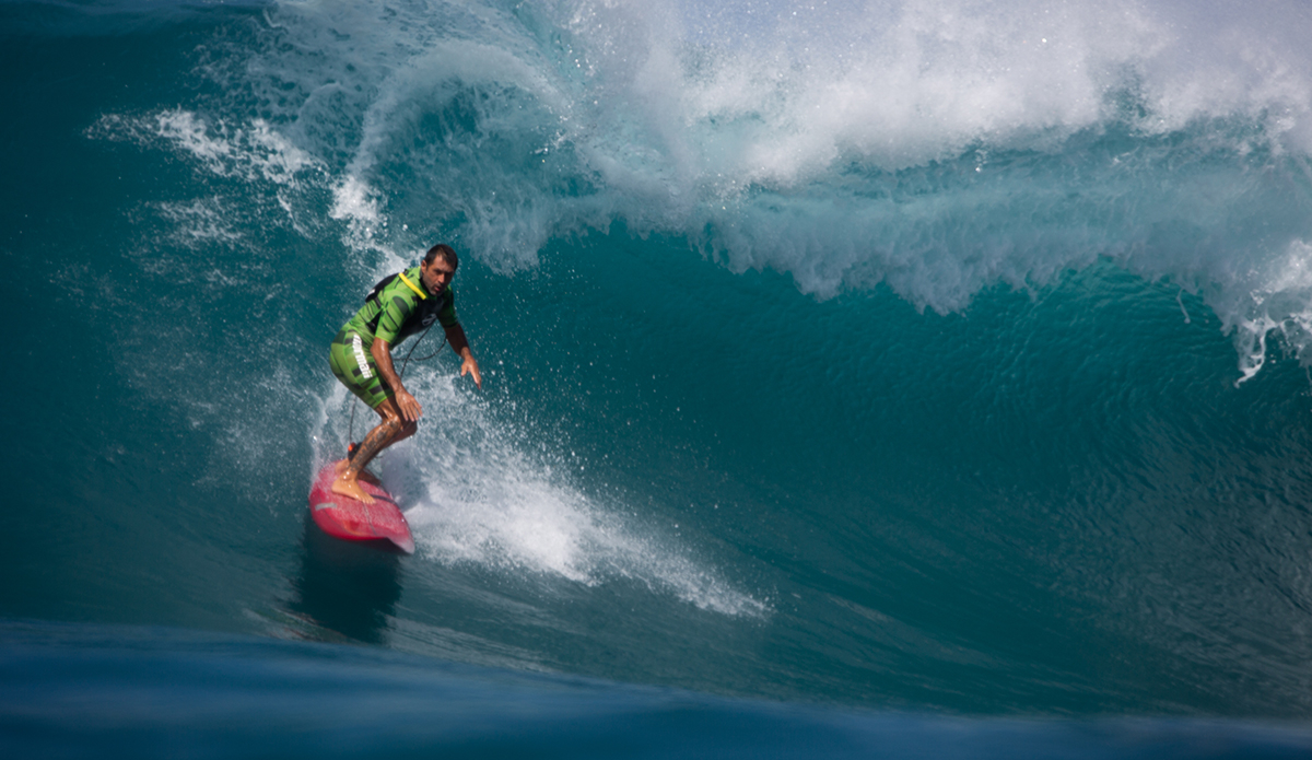 Riding backhand is always interesting at the Bay. 