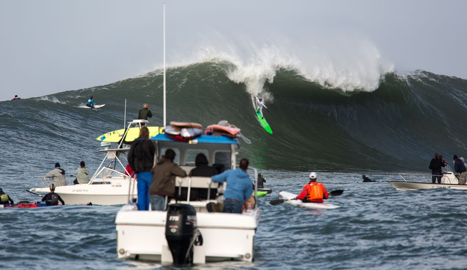 Nic Lamb hangs on with his toes on a wave that ended up crushing him. Sequence to follow. Photo: <a href=\"http://www.adamwarmington.com/\">Adam Warmington.</a>