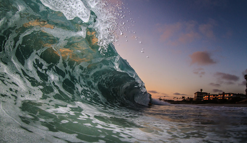 Dusk Slab. While this was a thick wave, I really like how you still get the back lighting on the top of the slab. Photo: <a href=\"http://surfingeye.com/\">Ronald Hons</a>