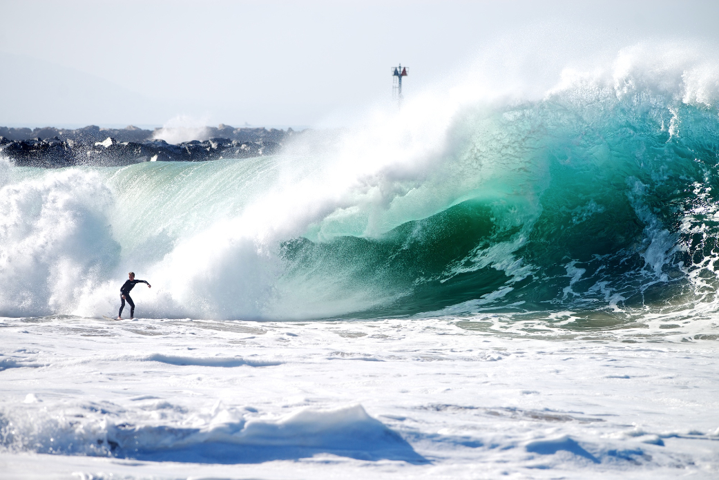 Local grom Tyler Gunter doesn\'t shy away from heavy waves, especially not in his own backyard. Photo: Benjamin Ginsberg / Driftwood Photography Studios