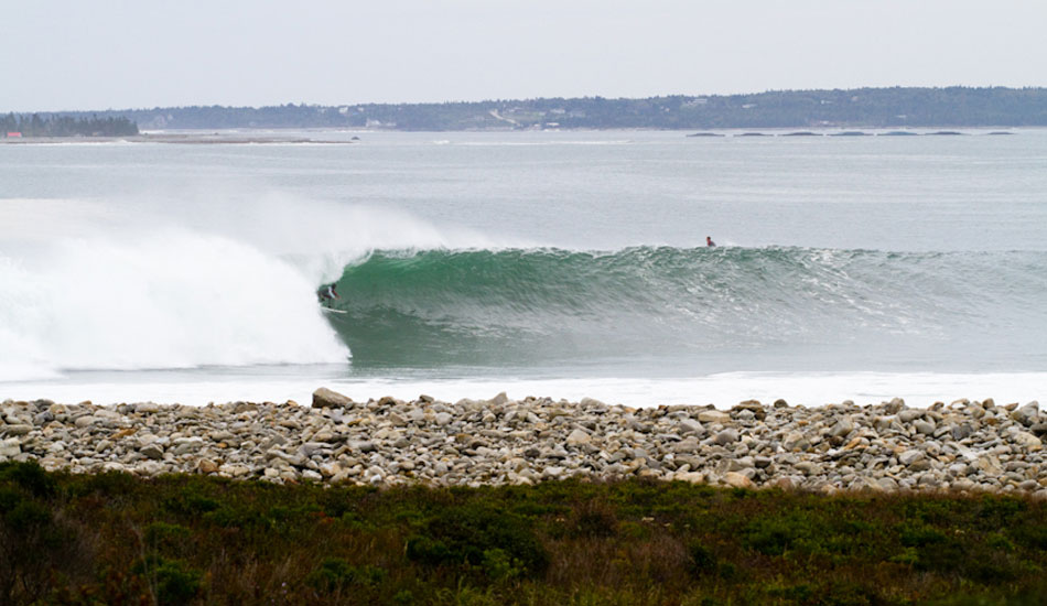 Raph Bruhwiler found the wave of the day during Igor last winter.  Photo: Zak Bush