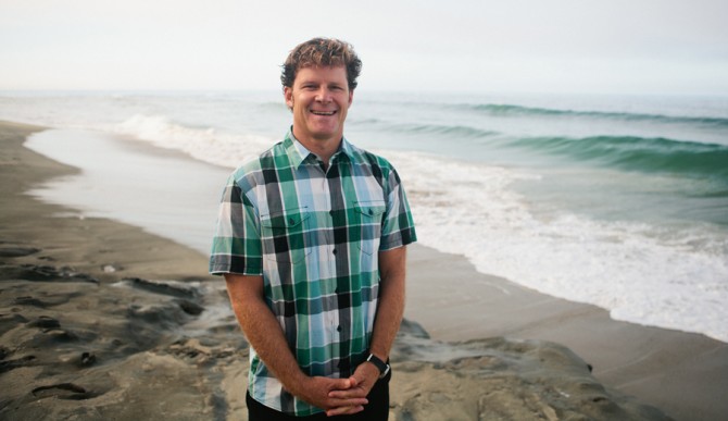 Chad Nelsen in front of the ocean