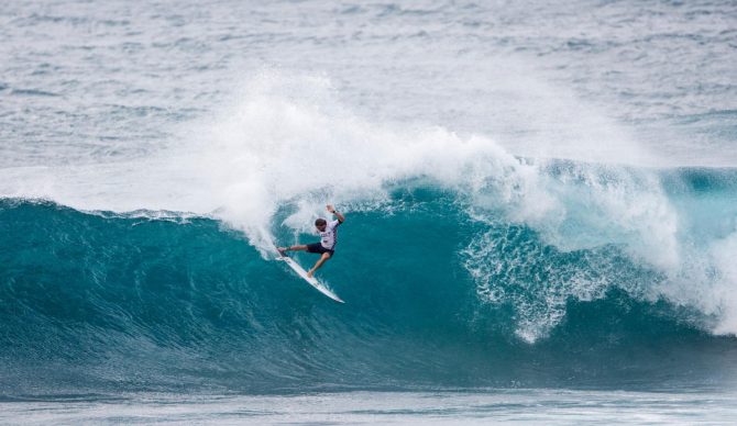 Conner Coffin won the 2017 Vans World Cup at Sunset Beach.