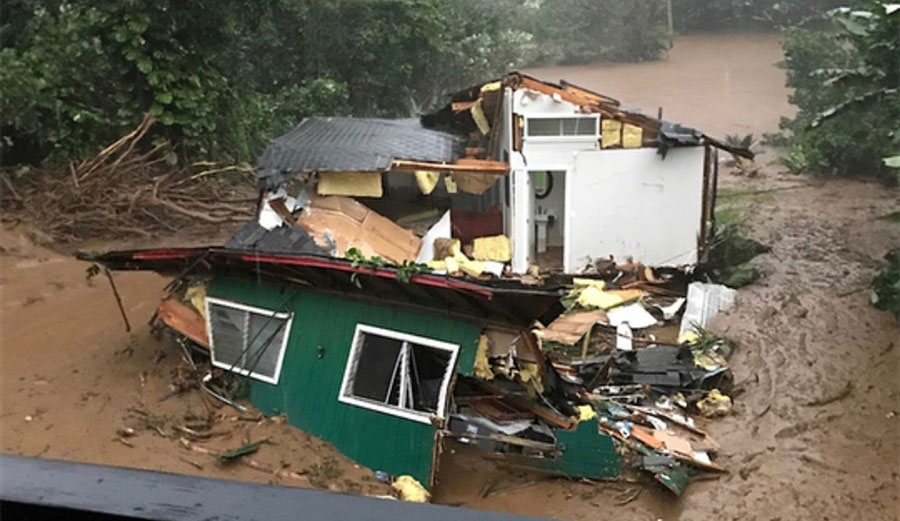 A home on Kauai, washed away by historic flooding. Photo: GoFundMe