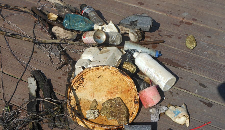 Debris pulled from a Lake Erie marina during a cleanup, June 9, 2012. NOAA Office of Response and Restoration, CC BY