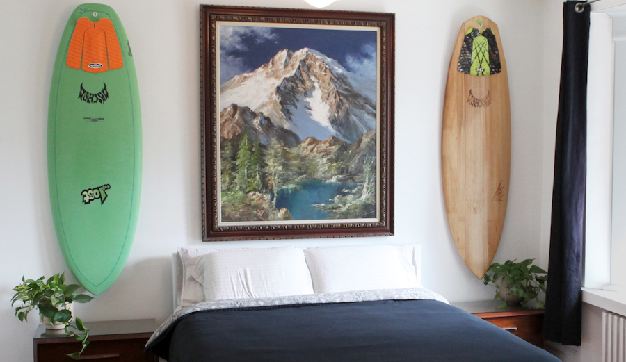 Hanging your boards next to your bed like the amazing pieces of art they are just got simpler. Photo: SHEPP Solutions