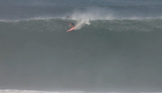 Bianca Valenti scratched into a mega bomb at Puerto Escondido on Sunday. Photo: Shannon Quirk