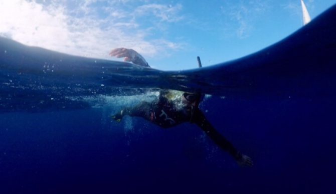 Ben Lecomte is a French swimmer attempting to be the first man to swim across the Pacific. And he's doing it to raise awareness about plastic pollution. Photo: benlecomte.com