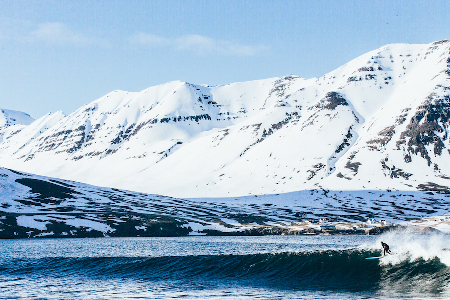 Anne-Flore sampling a local Icelandic pointbreak. Photo: Eleonora Raggi