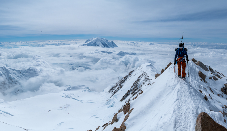 Ian Walsh on the west butt of Denali. Photo: Erich Roepke/ROAM