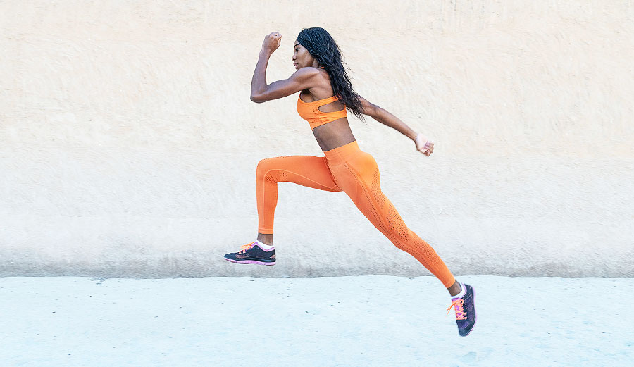 Fit woman jumping