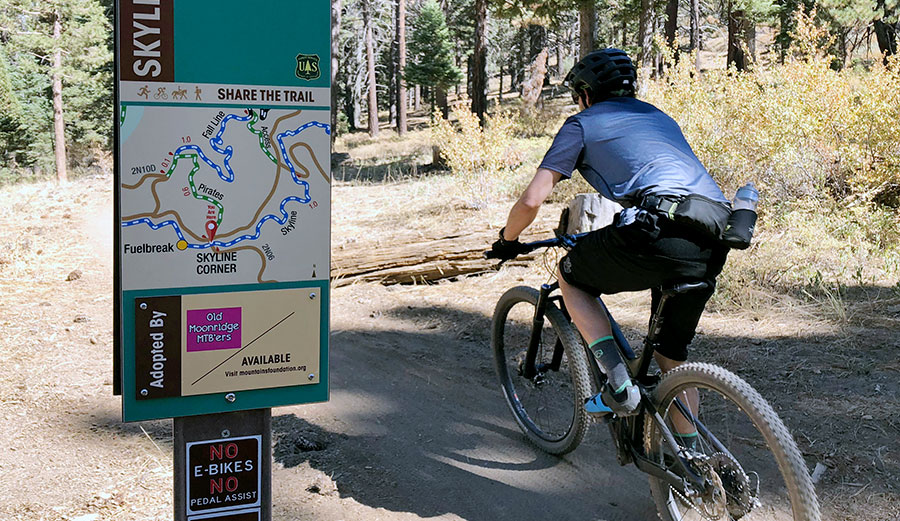 A cyclist in San Bernadino National Forest, where e-bikes were previously banned.