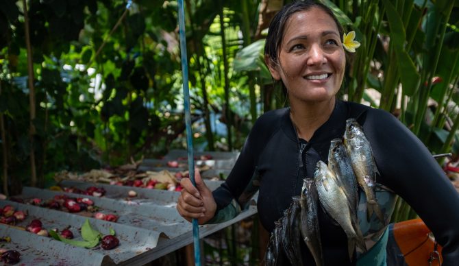 Kimi Werner Spearfisherwoman with her catch