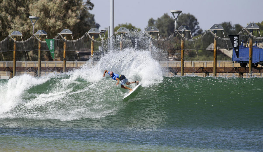 Kelly Slater surfing at the Surf Ranch