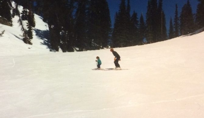 Skier Forrest Jillson learning to ski at jackson hole