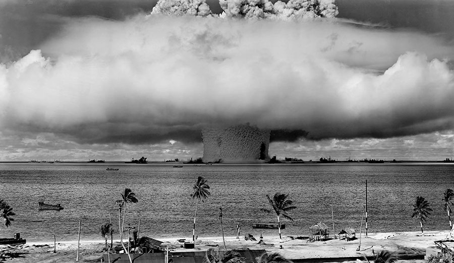 Nuclear bomb exploding in Bikini atoll