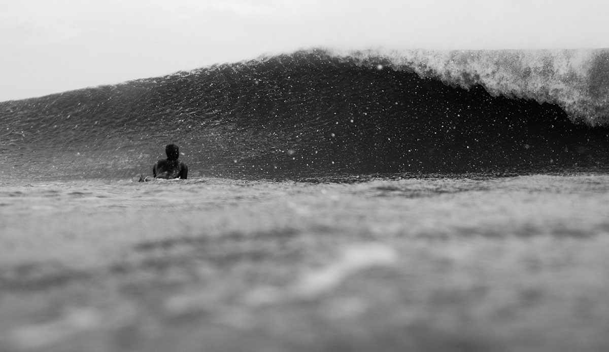 Surfer looking at a perfect wave