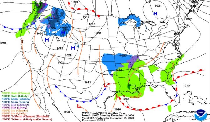 NOAA US forecast for Wednesday December 15