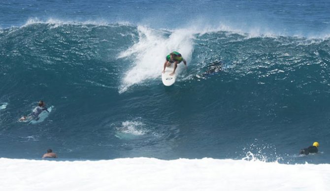 Ben Gravy surfing at Pipeline