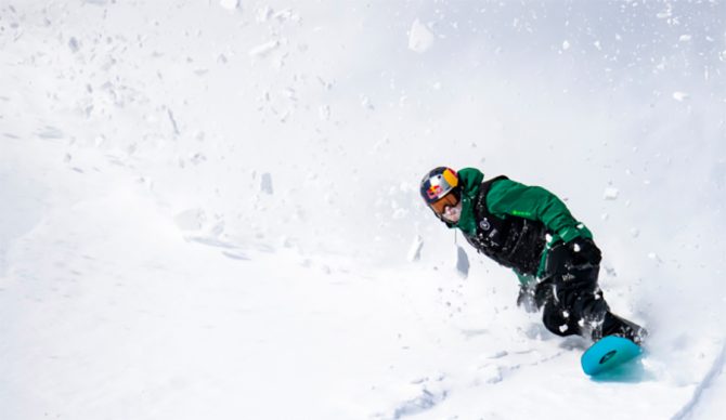 Ben Ferguson makes a powder turn at the Natural Selection Tour, Jackson Hole