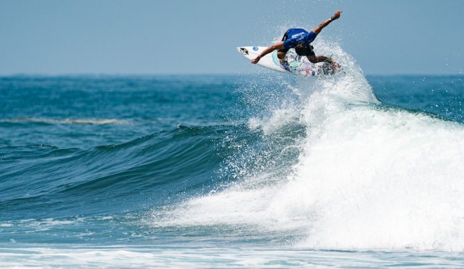 Joan Duru takes to the air in the men's grand final of the ISA world surfing games