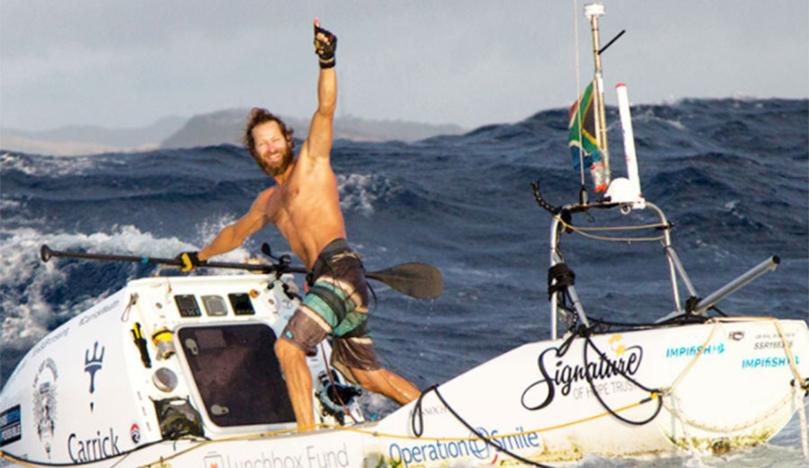 Chris Bertish during the 2017 crossing of Atlantic 