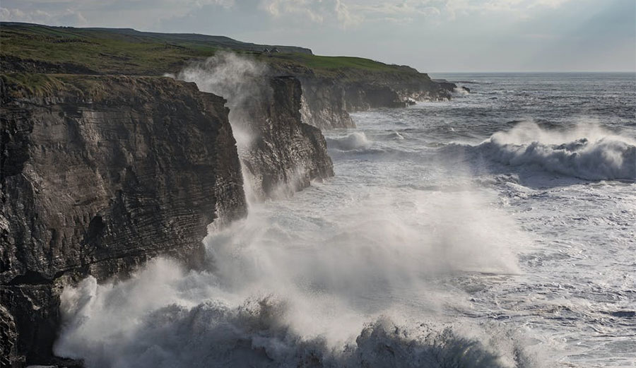 Ocean hitting cliffs