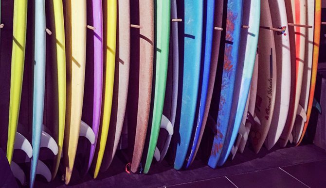 Surfboard line up