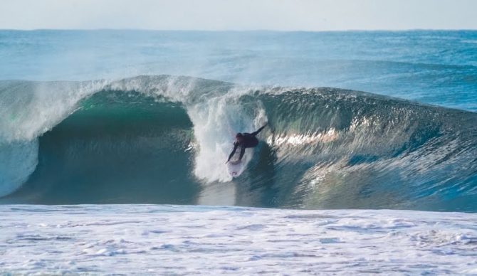 surfing fall barrels in southern California 