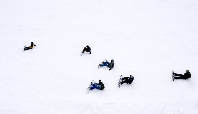 snowboarders on the slopes