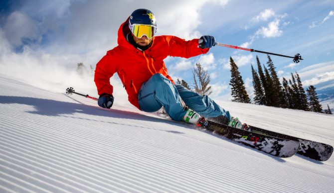 Ripping fresh corduroy at Jackson Hole