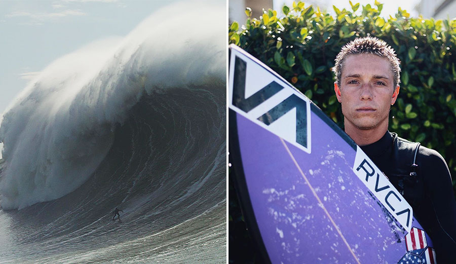 Mason Barnes surfing Nazaré