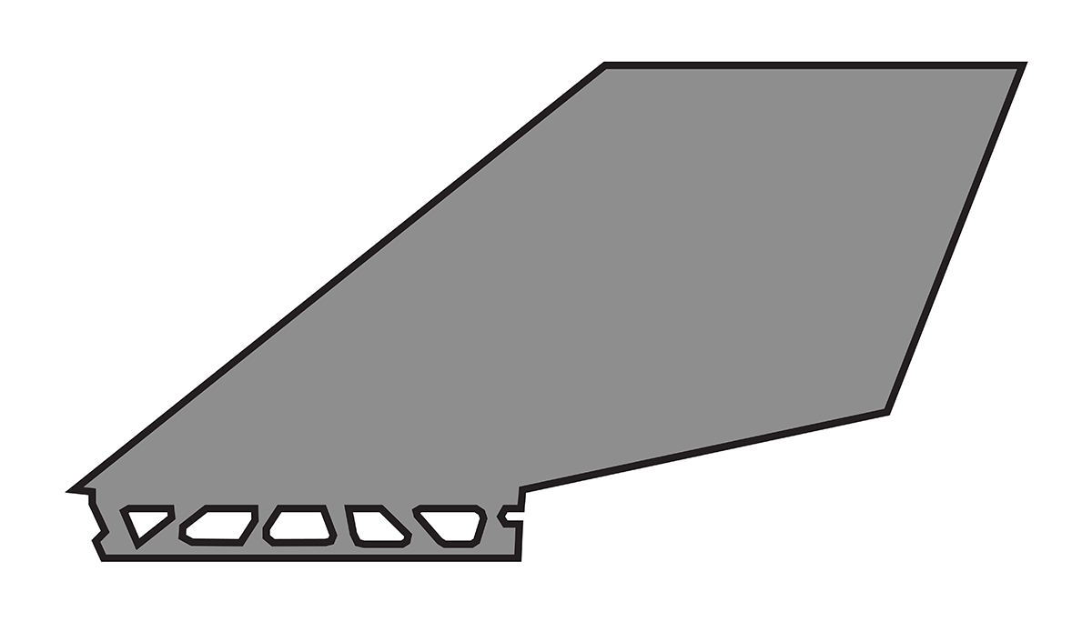 An angular fin template.