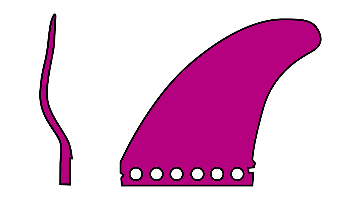 A curved fin template.