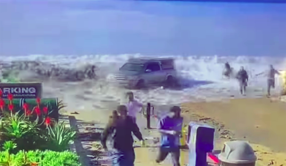 Powerful Wave Slams Into Ventura, Calif. Road, Taking Out Cars and ...